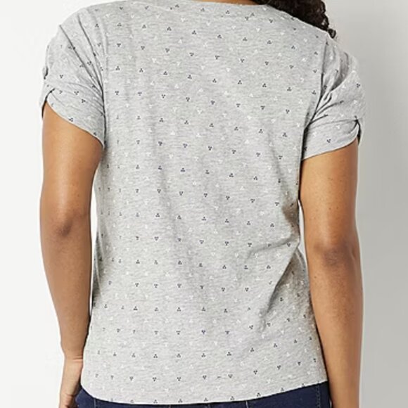 Liz Claiborne Womens V-Neck Short Sleeve T-Shirt / Lt. Grey Dot / Size M (NWT) - Picture 3 of 7